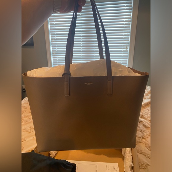 NWT Saint Laurent East/West Tote Bag, dark beige - Picture 8 of 16
